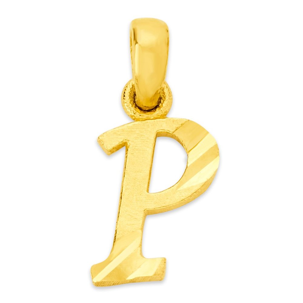 10k Real Solid Gold P Initial Charm Letter Jewelry